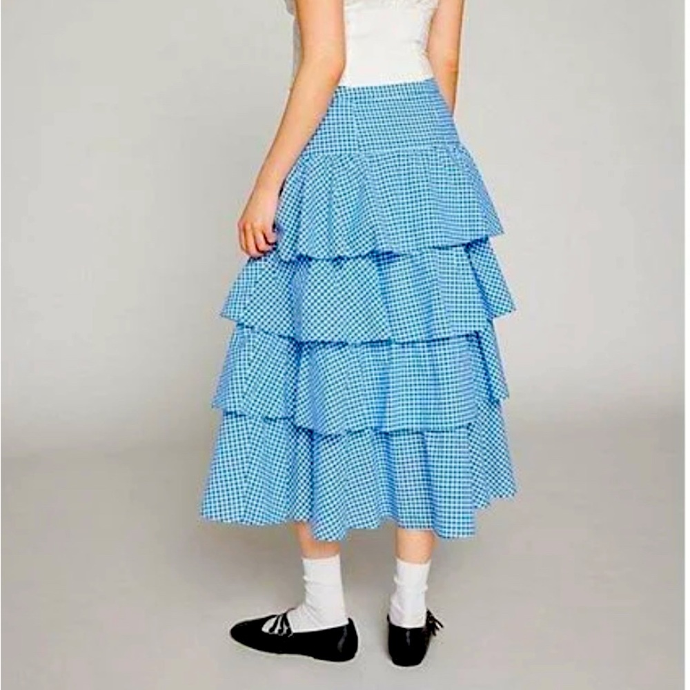 Kimchi blue urban outfitters  Layered Blue Gingham Skirt